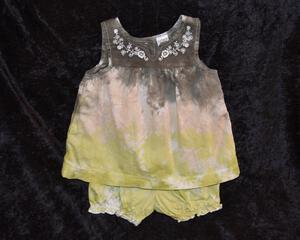 12 mo. Tank Dress and Bloomers set - Light/Dark Green, Tan