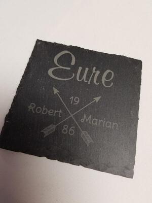 Engraved slate coaster