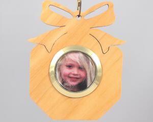 Personalized handmade maple wood photo ornament. Keepsake gift for Christmas tree or holiday décor. Hand-cut design and photo insert. Order yours today!