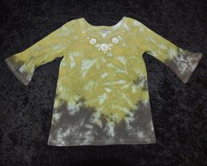 Youth 6x Bell-sleeved Shirt - Green and Brown