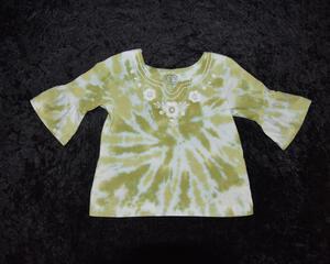 12mo Bell-sleeved Shirt - Green Spiral
