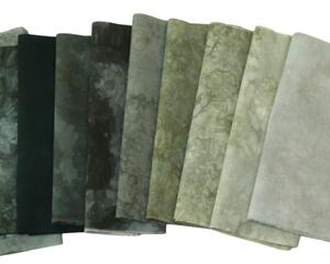 yellow green and sage quilting cotton scraps, itty bitty pieces for applique and crafting, hand dyed