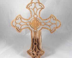 This beautiful handmade rustic fretwork cross is made from reclaimed hardwood flooring samples and adds a touch of rustic elegance to your home.