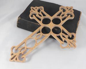 This beautiful handmade rustic fretwork cross is made from reclaimed hardwood flooring samples and adds a touch of rustic elegance to your home.