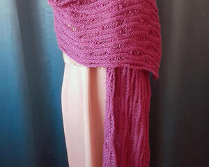Dropped Stitch Scarf wool blend, mulberry color, knitted women's scarf approximately 90"x18"