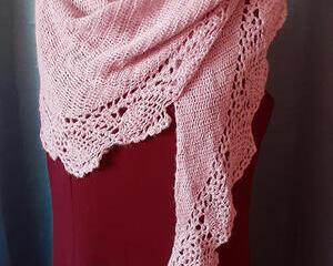 Pineapple Edged Shawl overlapping chest and shoulder front view