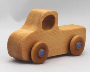 Wood Toy Truck, Handmade and Finished with Shellac and Metallic Saphire Blue Acrylic Paint, Pickup from the Play Pal Collection
