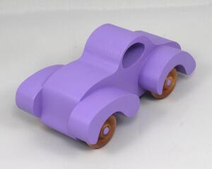 Wood Toy Car Handmade And Finished With Lavender Acrylic Paint and Amber Shellac Fat Fendered Coupe