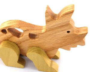 Wooden Toy Dinosaur Triceratops Made from Select Hardwoods and Finished with Mineral Oil and Beeswax