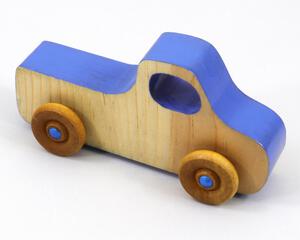Wood Toy Truck, Handmade and Finished with Amber Shellac, Baby Blue, and Metallic Sapphire Blue Paint From My Play Pal Collection