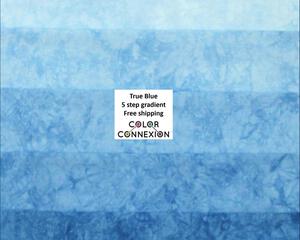 blue ombre gradient of hand dyed quilting cotton