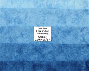 blue ombre gradient of hand dyed quilting cotton