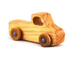 Handcrafted Wood Toy Pickup Truck finished With Amber Shellac With Metallic Sapphire Blue Trim From My Play Pal Collection