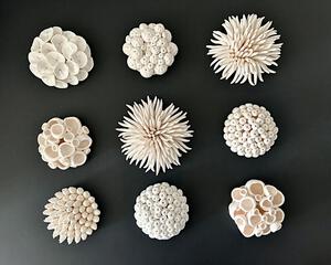 White ocean inspired sculptures wall art installation