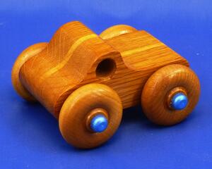 Handmade Wooden Toy Monster Pickup Truck Finished With Amber Shellac and Metallic Saphire Blue Paint From My Play Pal Collection.