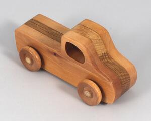 Handmade wooden toy pickup truck handmade from oak, poplar, and birch hardwoods with a satin polyurethane finish from my Play Pal Collection.