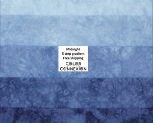 blue leans purple, hand dyed quilting cotton gradient bundle
