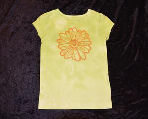 Youth Size 6 Gold-Sparkle Flower shirt - Lime Green