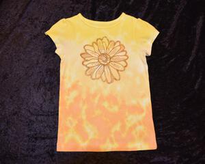 Youth Size 6 Gold-Sparkle Flower shirt - Yellow & Orange
