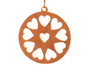 Handmade Rustic Christmas Tree Ornament Circle of Hearts Made From Reclaimed Wood Lightly Sanded and Finished With Clear Shellac