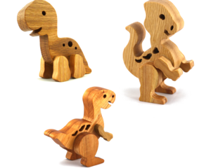 Handmade Wood Baby Dinosaur Figurines Set of Three From My Buddies Dino Collection - Made To Order