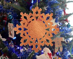 Rustic Snowflake Christmas Tree Ornament Handmade From Reclaimed Wood And Finished With Clear Shellac