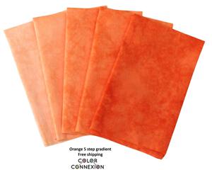 orange quilting cotton gradient, hand dyed ombre fabric