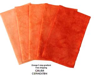orange quilting cotton gradient, hand dyed ombre fabric