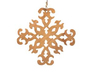 Wood Snowflake Style Christmas Tree Ornament Handmade From Reclaimed Wood And Finished With Clear Shellac