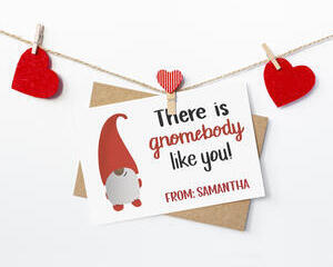 POC gnome Valentine's Day Card, African American Gnome Gift, Black Valentine's Day Gift Ideas