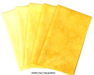 golden yellow quilting cotton bundle, hand dyed ombre gradient