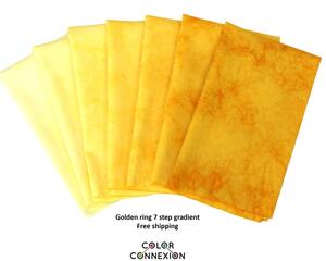 golden yellow quilting cotton bundle, hand dyed gradient fabric