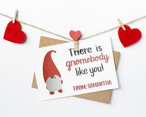 POC gnome Valentine's Day Card, African American Gnome Gift, Black Valentine's Day Gift Ideas