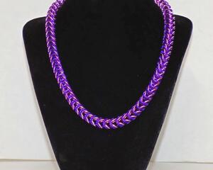 pink and purple handmade chainmaille box chain with stainless steel lobster clasp by RainbowMaille made in USA