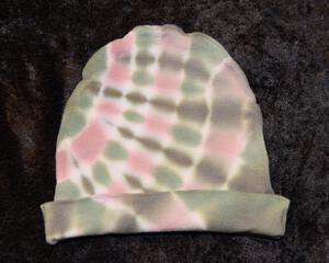 Knit Cap - Rose Pink & Green stripes