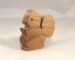 Handmade wood toy squirrel cutout is unfinished, unpainted, paintable, ready to paint, and freestanding from my Itty Bitty Animal Collection.