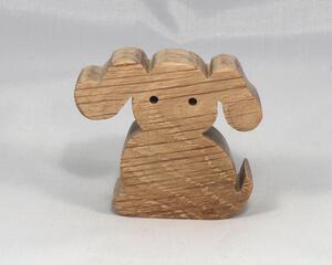 Handmade, stackable toy puppy dog cutout from the Itty Bitty Animal Collection. Unfinished and unpainted, crafted for creative play. Smoothly sanded and ready to be personalized with your favorite colors.