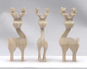 Reindeer Herd Set of Three Christmas Decoration Handmade Unfinished