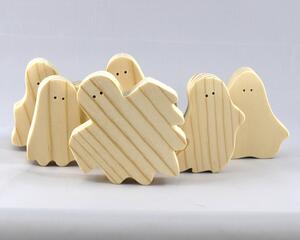 Halloween Ghost Cutouts, Set of 6 Silly Spooks, Handmade Unpainted, Paintable
