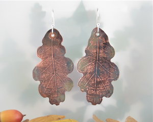copper oak leaf earrings
