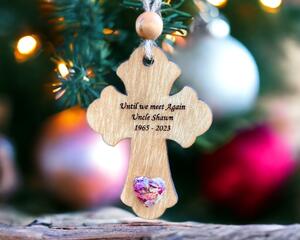 custom ornament made with flower petals