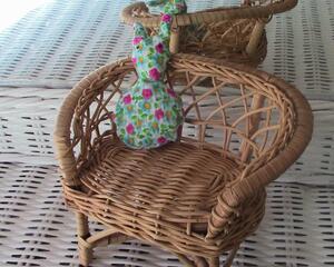 hand sewn pocket sized flower patterned stuffed rabbit