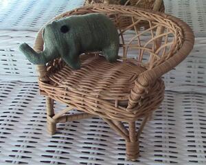 hand sewn pocket sized green stuffed elephant
