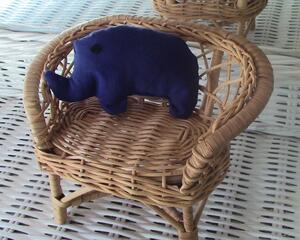hand sewn pocket sized blue stuffed elephant