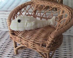 hand sewn pocket sized cream and white stuffed fish