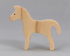 Handmade wooden toy horse cutout, perfect for children's playtime collection. Freestanding and stackable, ready to paint or customize. Endless possibilities for imaginative play, from farm scenes to towering animal creations.