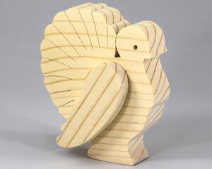 Handmade 3D layered freestanding wooden turkey figurine, unfinished and unpainted. Perfect for Thanksgiving decor, crafts, or as a toy.