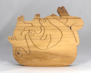 Stacking Toy Puzzle Sloth Family, Mom, and Babies Freestanding, Handmade Wooden Animal Slowbie