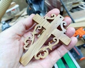 Christian Cross Fretwork Christmas Tree Ornament Handmade and Finished