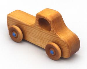 Toy Pickup Truck Handmade and Finished with Amber Shellac and Metallic Sapphire Blue Acrylic Paint; Pickup from My Play Pal Collection
